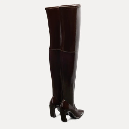 Ultrastassi Over-the-Knee Boot 85 - Espresso Crinkle Stretch Vinyl