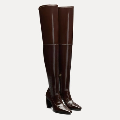 Ultrastassi Over-the-Knee Boot 85 - Espresso Crinkle Stretch Vinyl