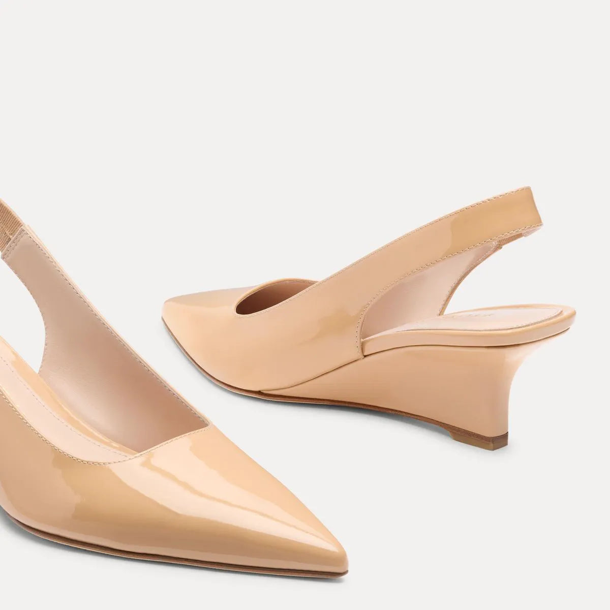 Vinnie Slingback Wedge 50 - Adobe Beige Patent Leather