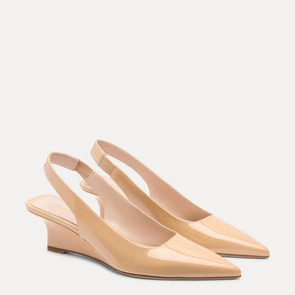 Vinnie Slingback Wedge 50 - Adobe Beige Patent Leather