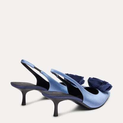 Paloma Slingback Pump 50 - Navy Blue Satin