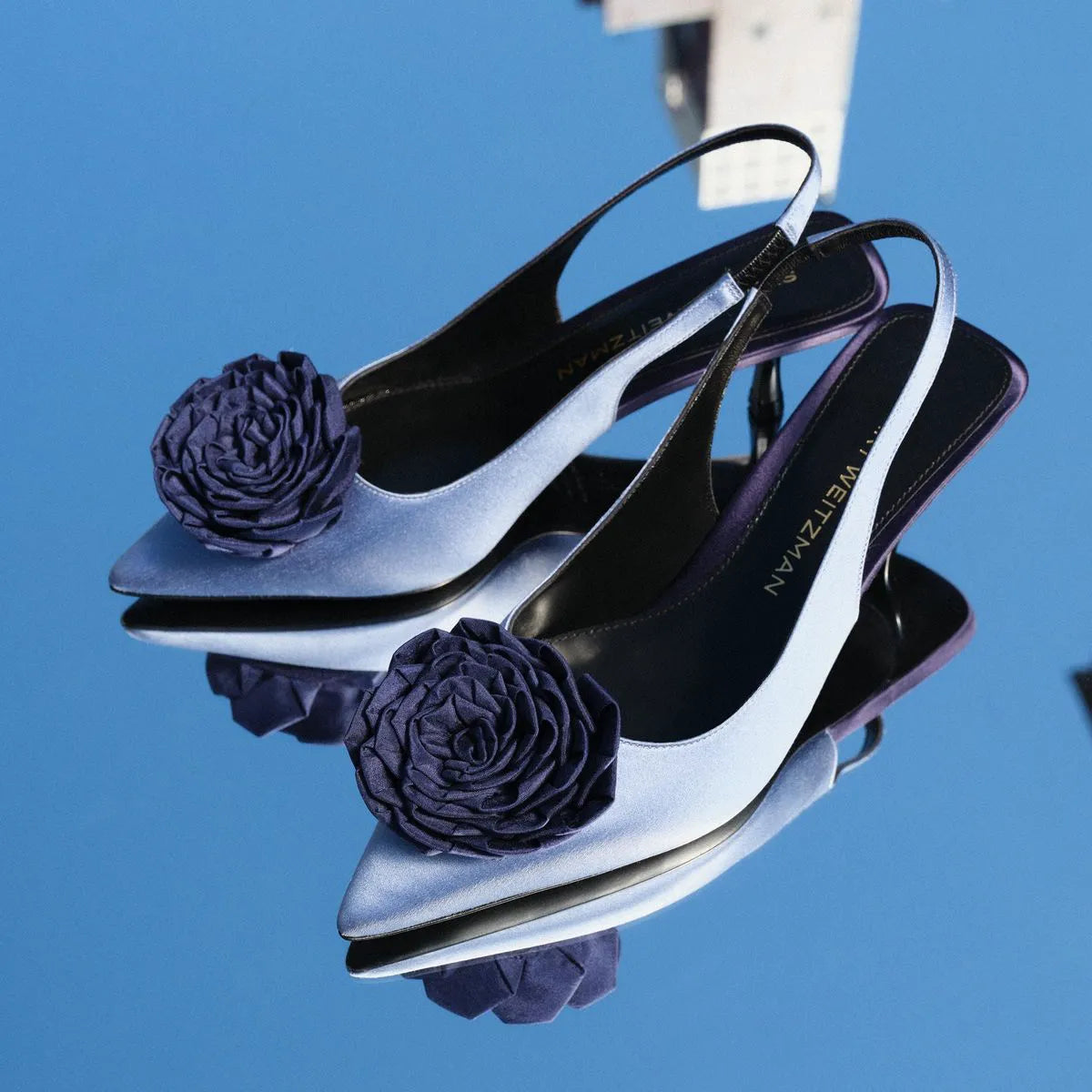 Paloma Slingback Pump 50 - Navy Blue Satin