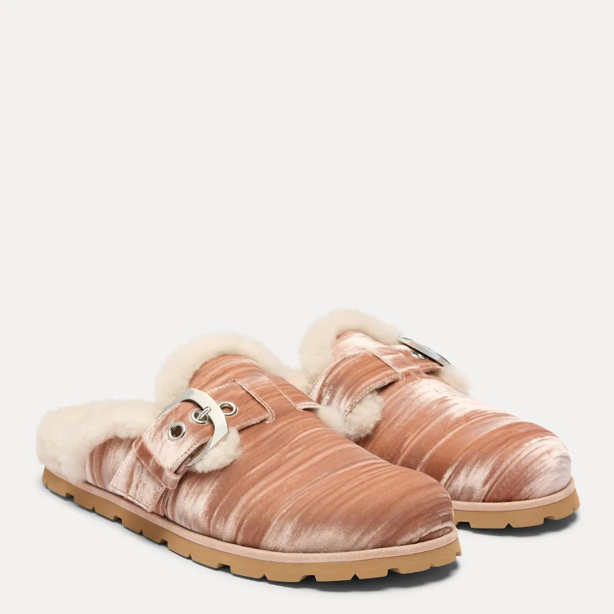Dara Shearling Mule - Blushful Velvet & Shearling