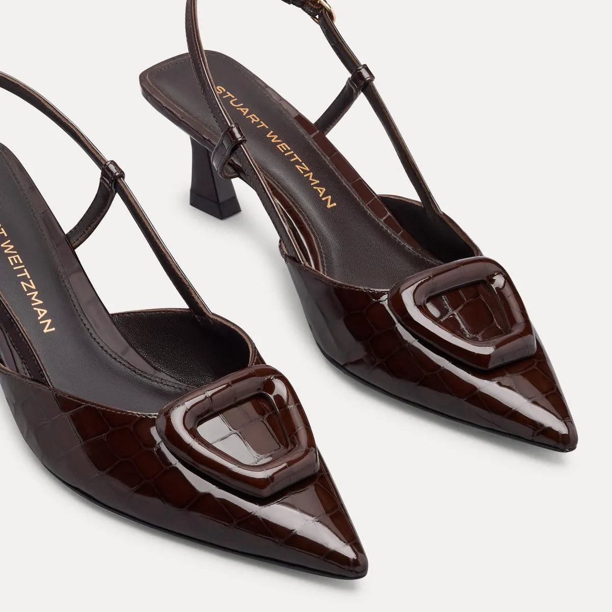 Veryvinnie Slingback Pump 50 - Espresso Croco-Print Patent