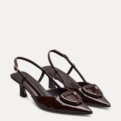Veryvinnie Slingback Pump 50 - Espresso Croco-Print Patent