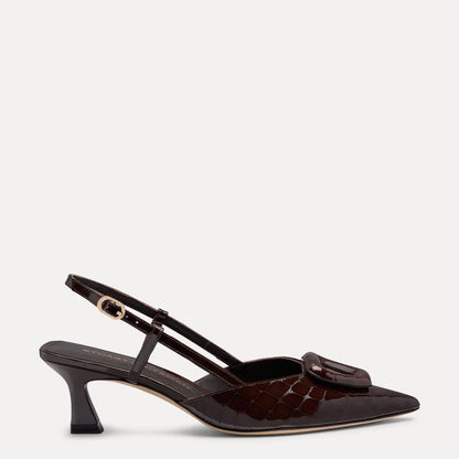 Veryvinnie Slingback Pump 50 - Espresso Croco-Print Patent