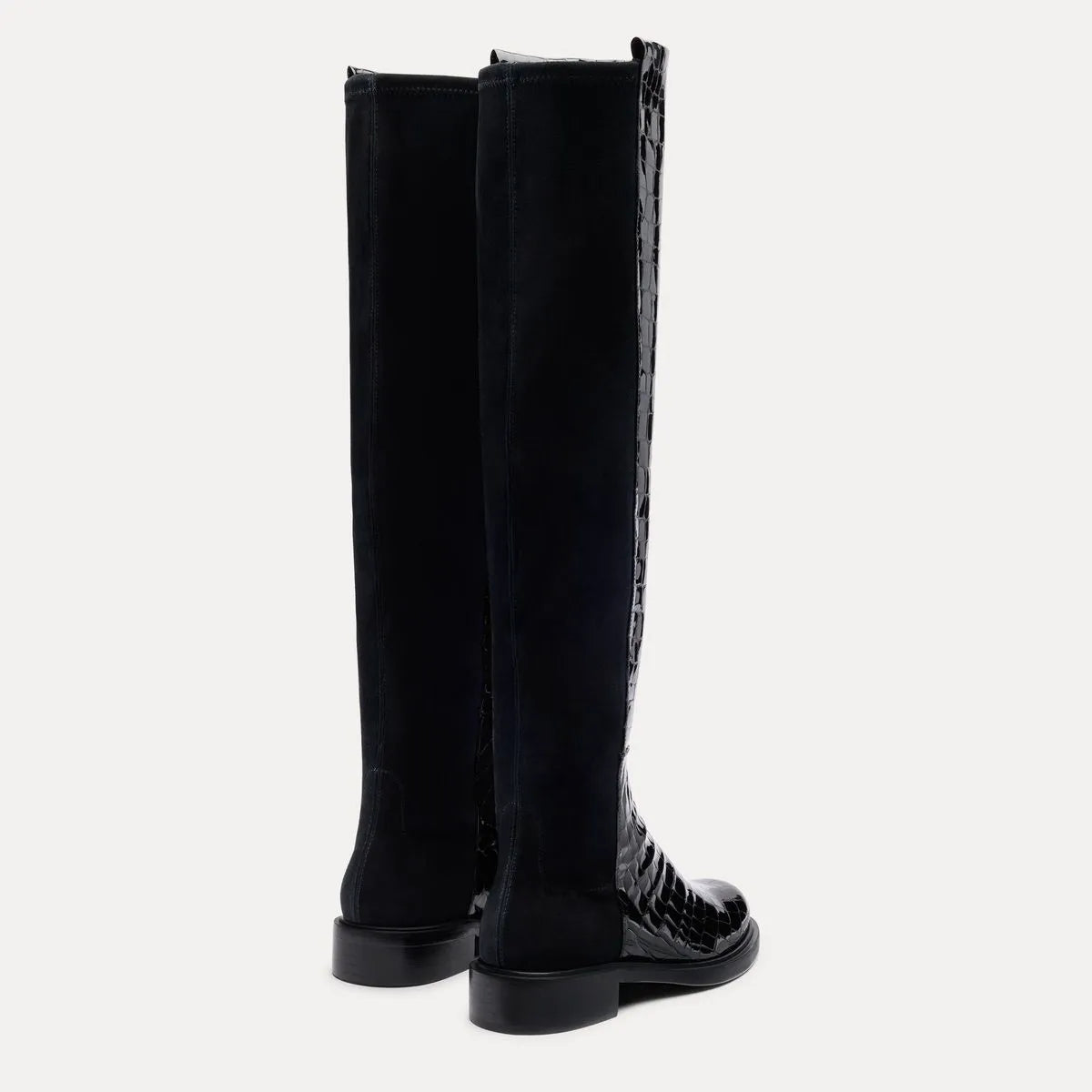 5050 Gisele Over-the-Knee Boot - Black Croco-Print Patent