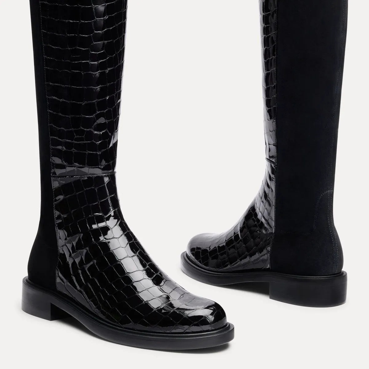 5050 Gisele Over-the-Knee Boot - Black Croco-Print Patent