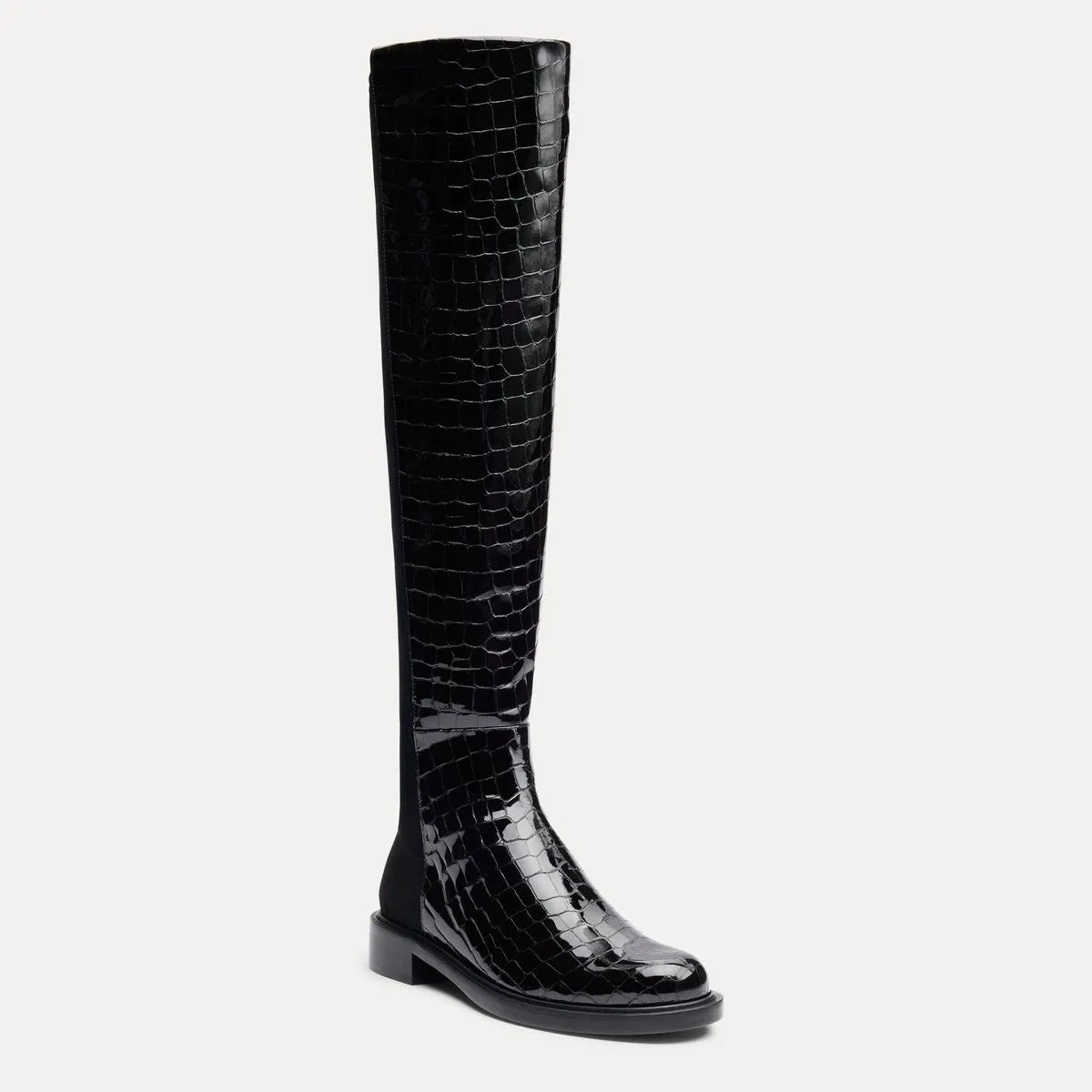 5050 Gisele Over-the-Knee Boot - Black Croco-Print Patent