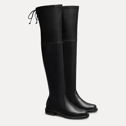 Giseleland Over-the-Knee Boot - Black Stretch Leather