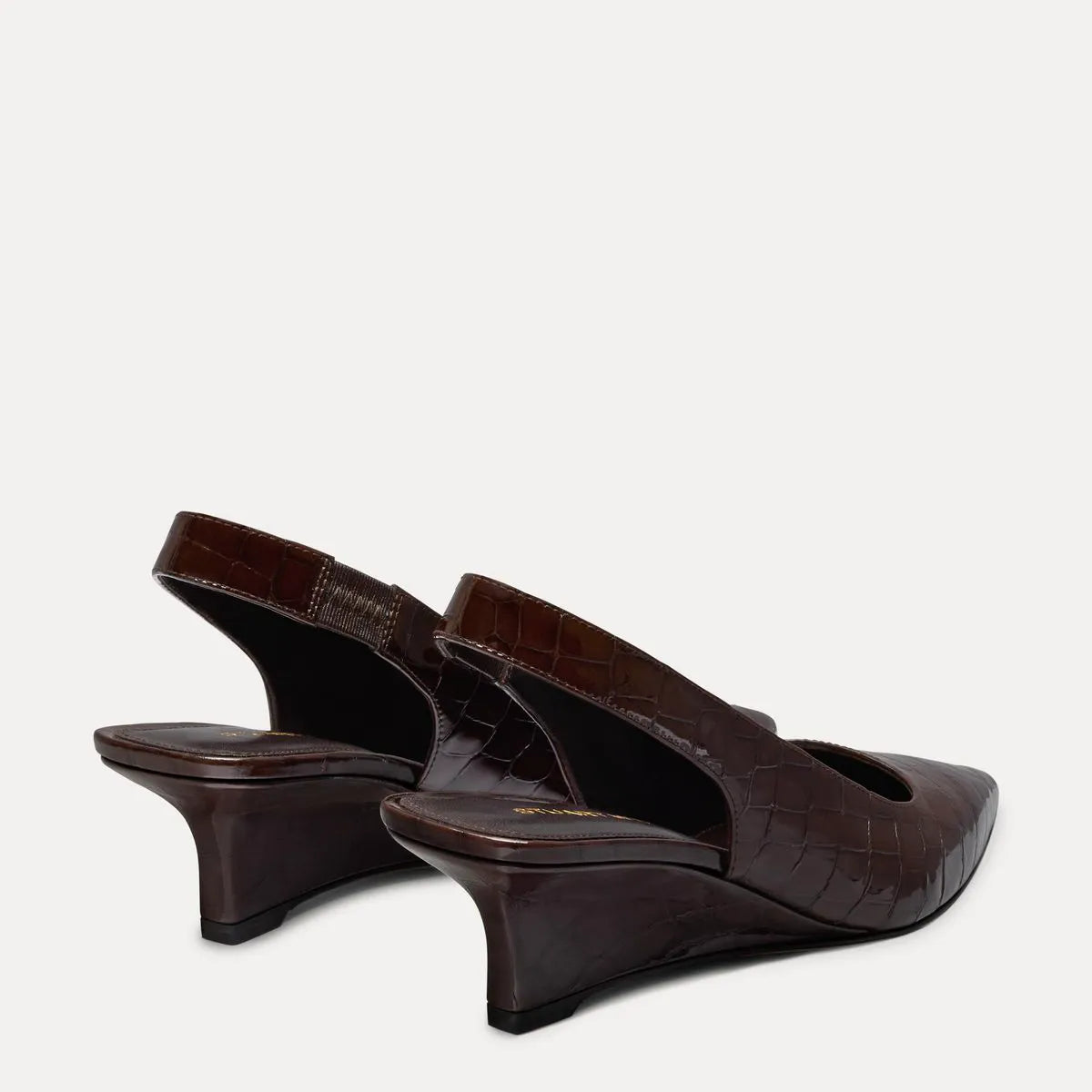 Vinnie Slingback Wedge 50 - Espresso Croco-Print Patent