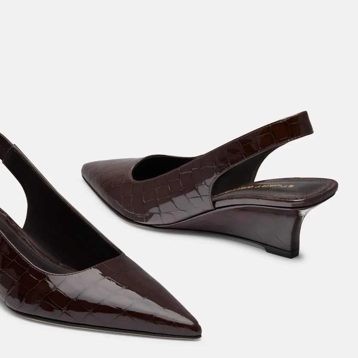 Vinnie Slingback Wedge 50 - Espresso Croco-Print Patent