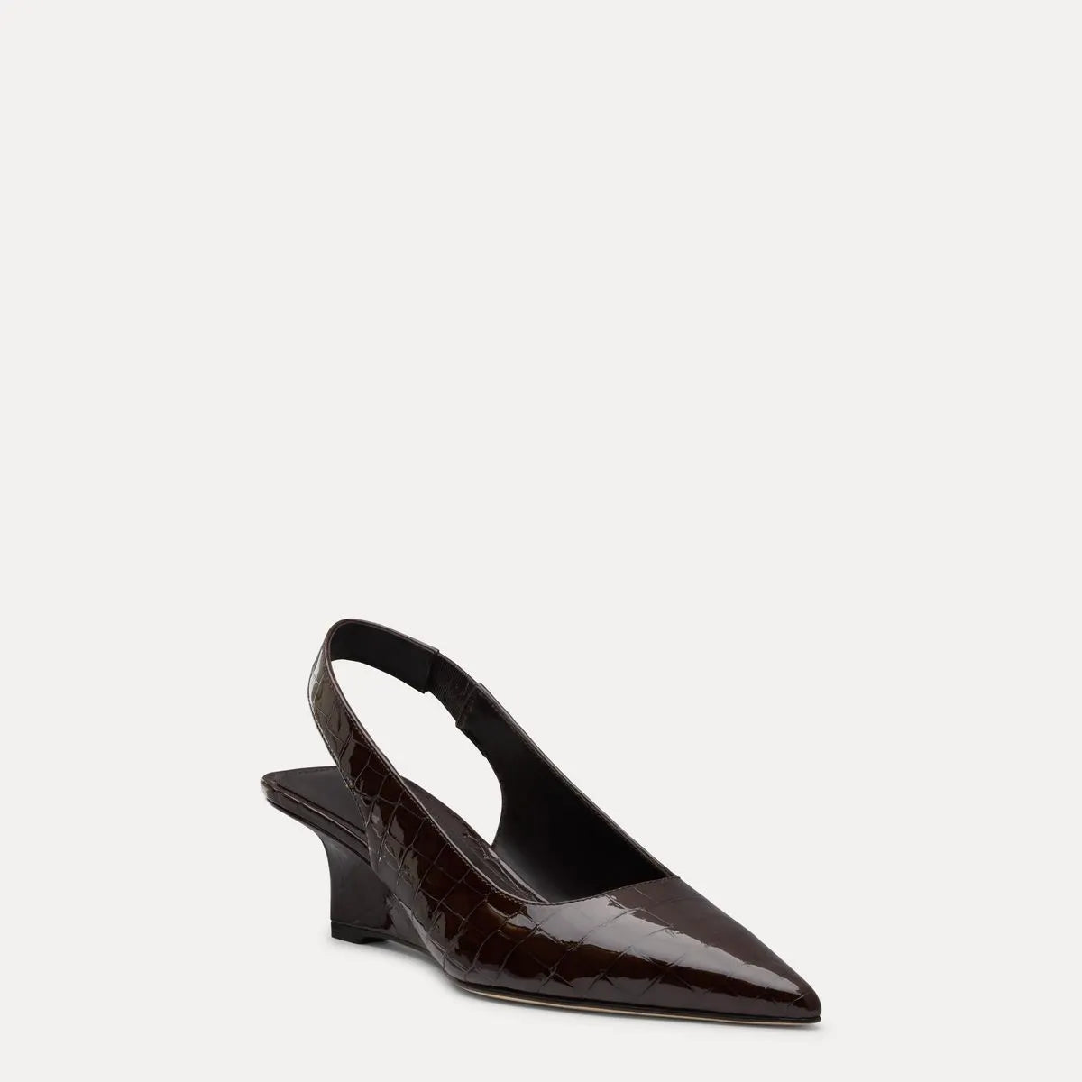 Vinnie Slingback Wedge 50 - Espresso Croco-Print Patent