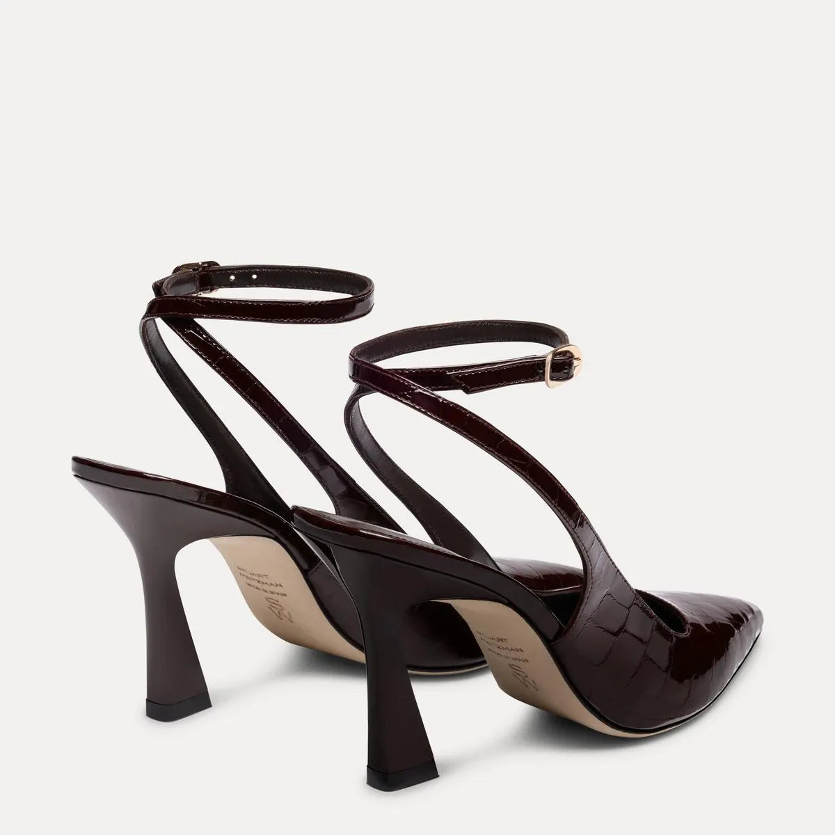 Vinnie Ankle-Strap Pump 85 - Espresso Croco-Print Patent