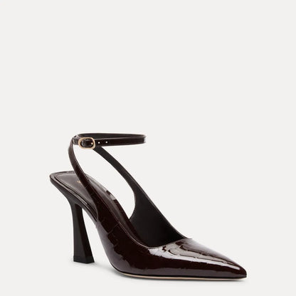 Vinnie Ankle-Strap Pump 85 - Espresso Croco-Print Patent
