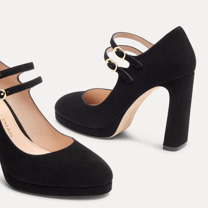 Babette Platform Mary Jane Pump - Black Suede