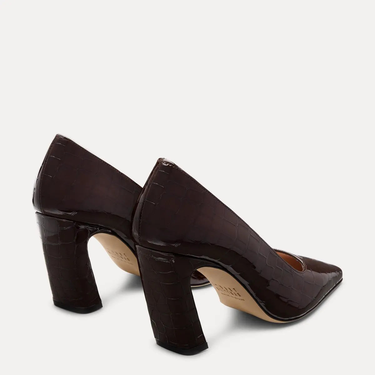 Stassi Pump 85 - Espresso Croco-Print Patent