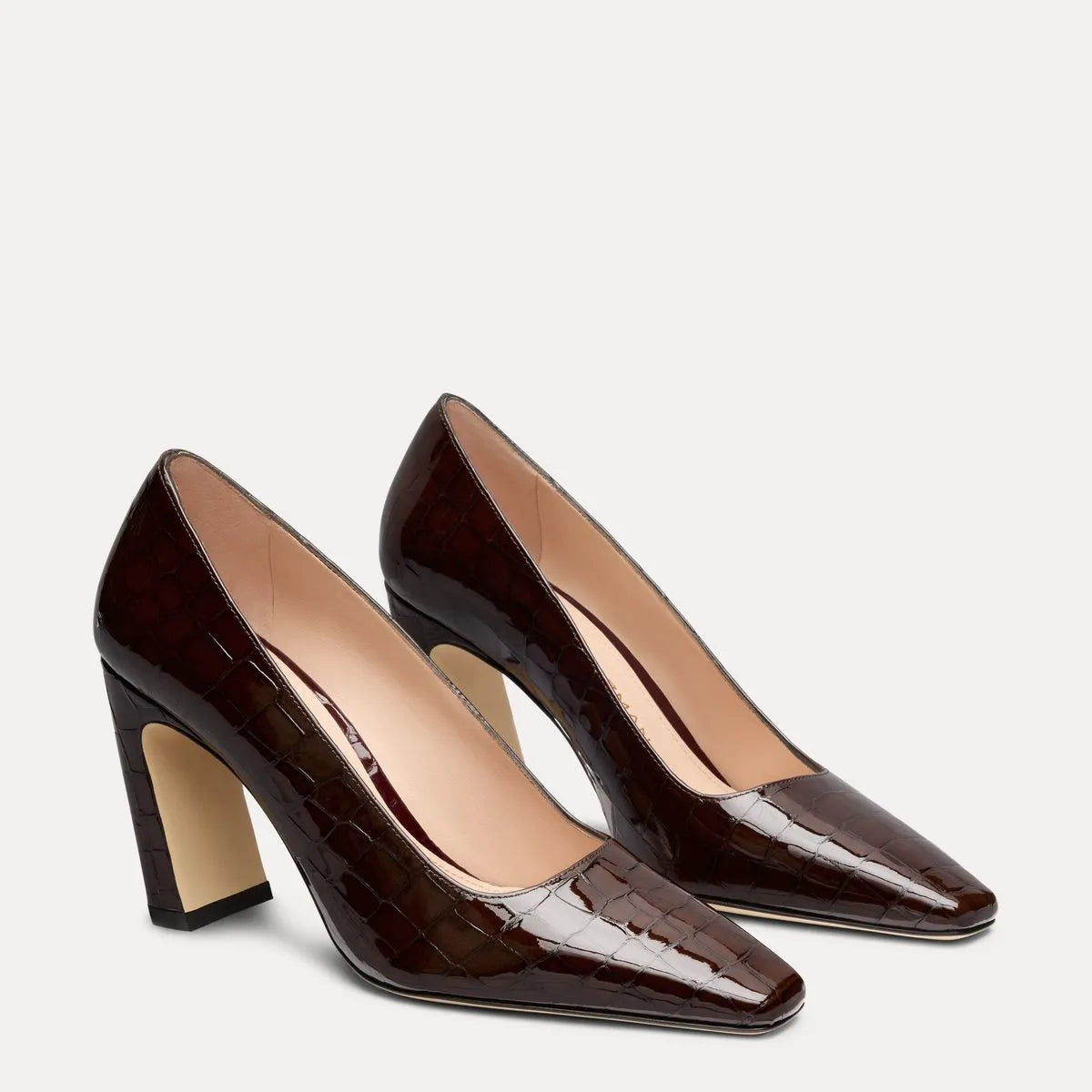 Stassi Pump 85 - Espresso Croco-Print Patent