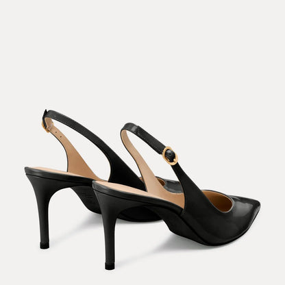 Stuart Power Slingback Pump 75 - Black Patent Leather