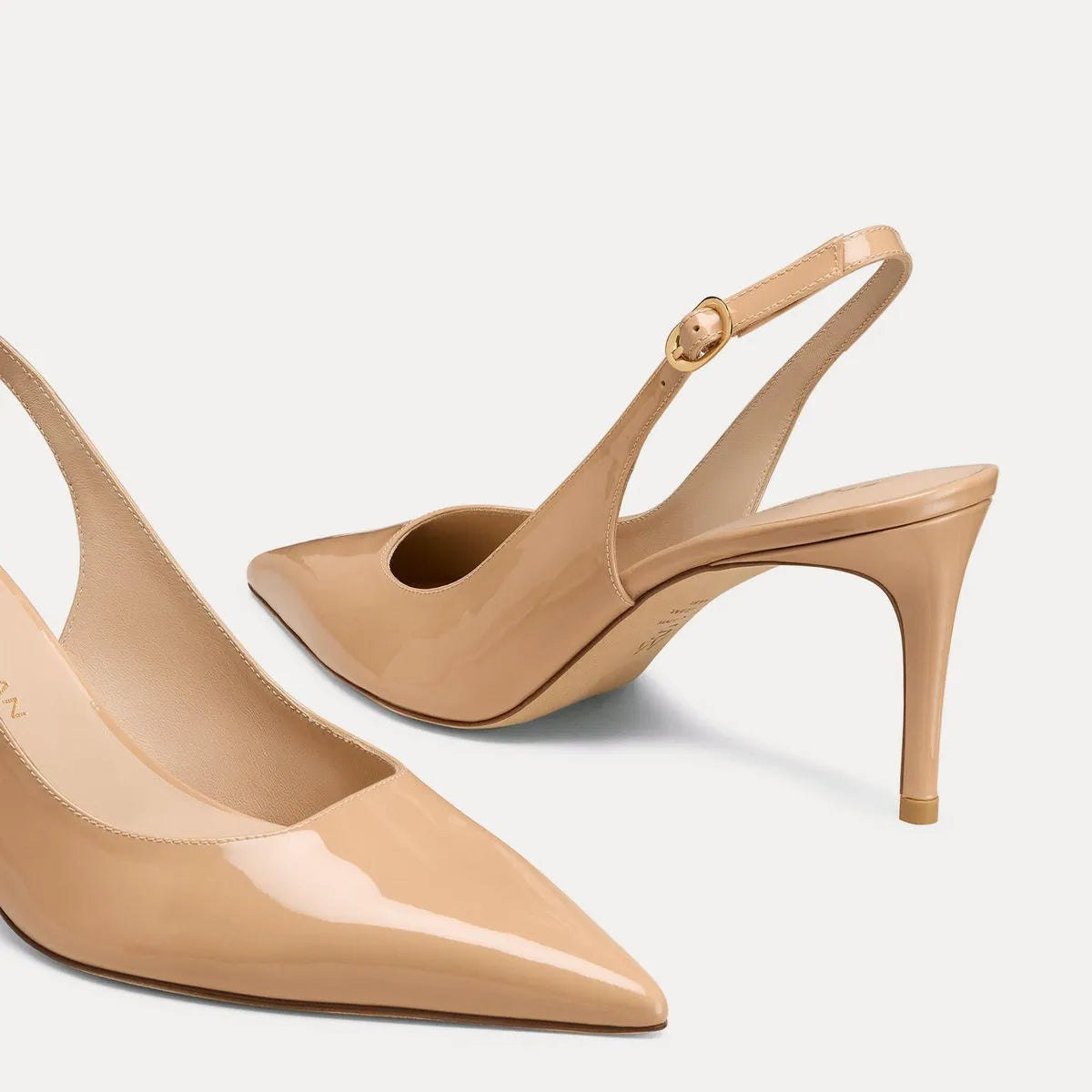 Stuart Power Slingback Pump 75 - Adobe Beige Patent Leather