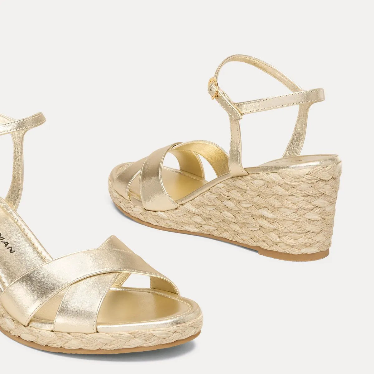Dayna Espadrille Wedge Sandal - Gold Leather & Jute