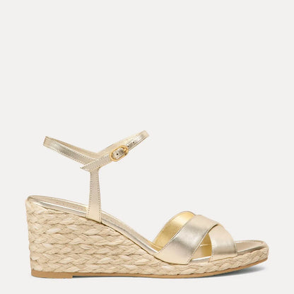 Dayna Espadrille Wedge Sandal - Gold Leather & Jute