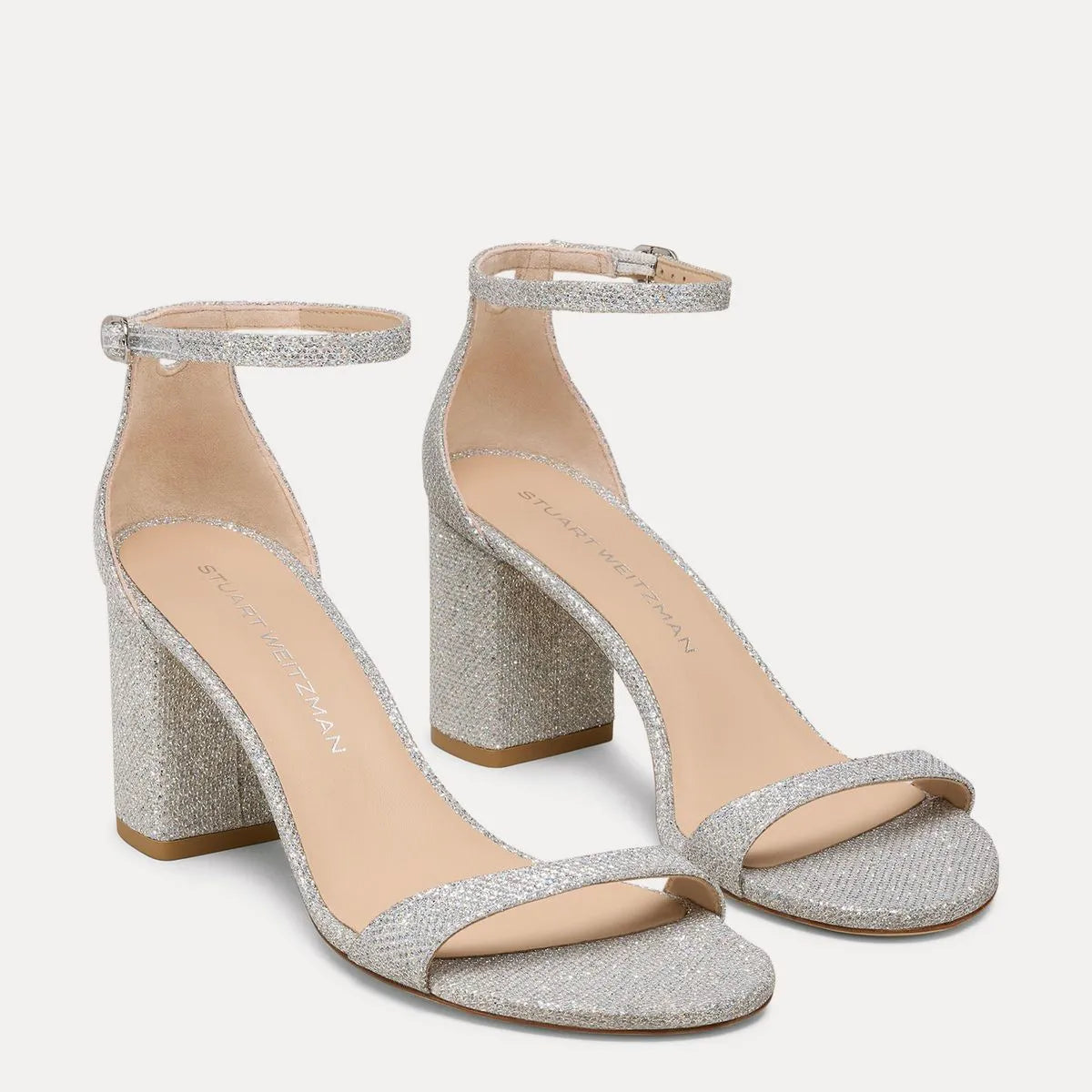 Nudist Block-Heel Sandal 75 - Crystal Lamé Fabric