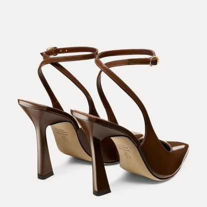 Vinnie Ankle-Strap Pump 100 - Walnut Patent Leather