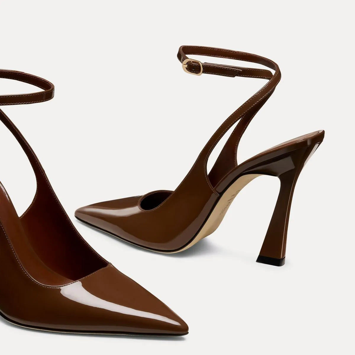 Vinnie Ankle-Strap Pump 100 - Walnut Patent Leather