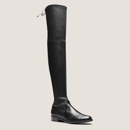 Lowland Over-the-Knee Boot - Black Stretch Leather