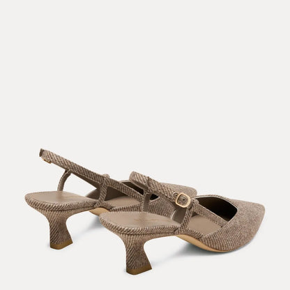 Vinnie Slingback Pump 50 - Taupe Twill Fabric