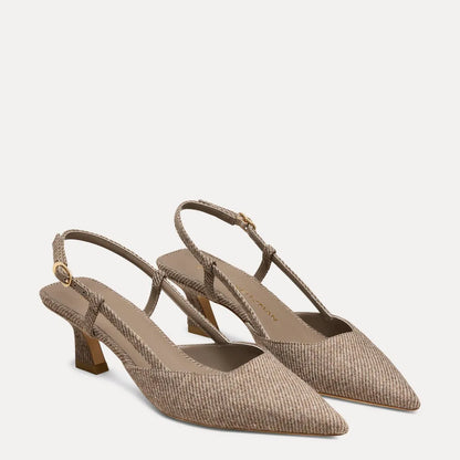 Vinnie Slingback Pump 50 - Taupe Twill Fabric