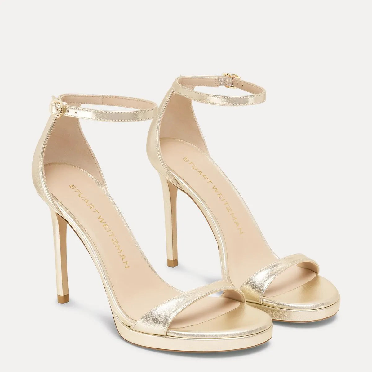 Nudist Platform Sandal - Light Gold Leather