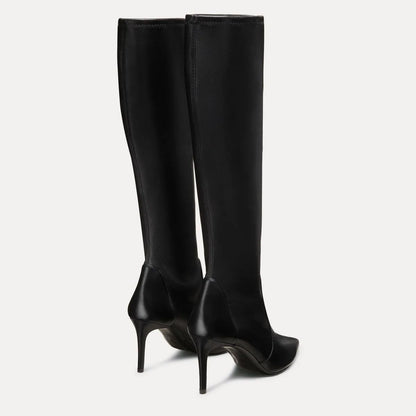 Stuart Power Knee-High Boot 75 - Black Stretch Leather