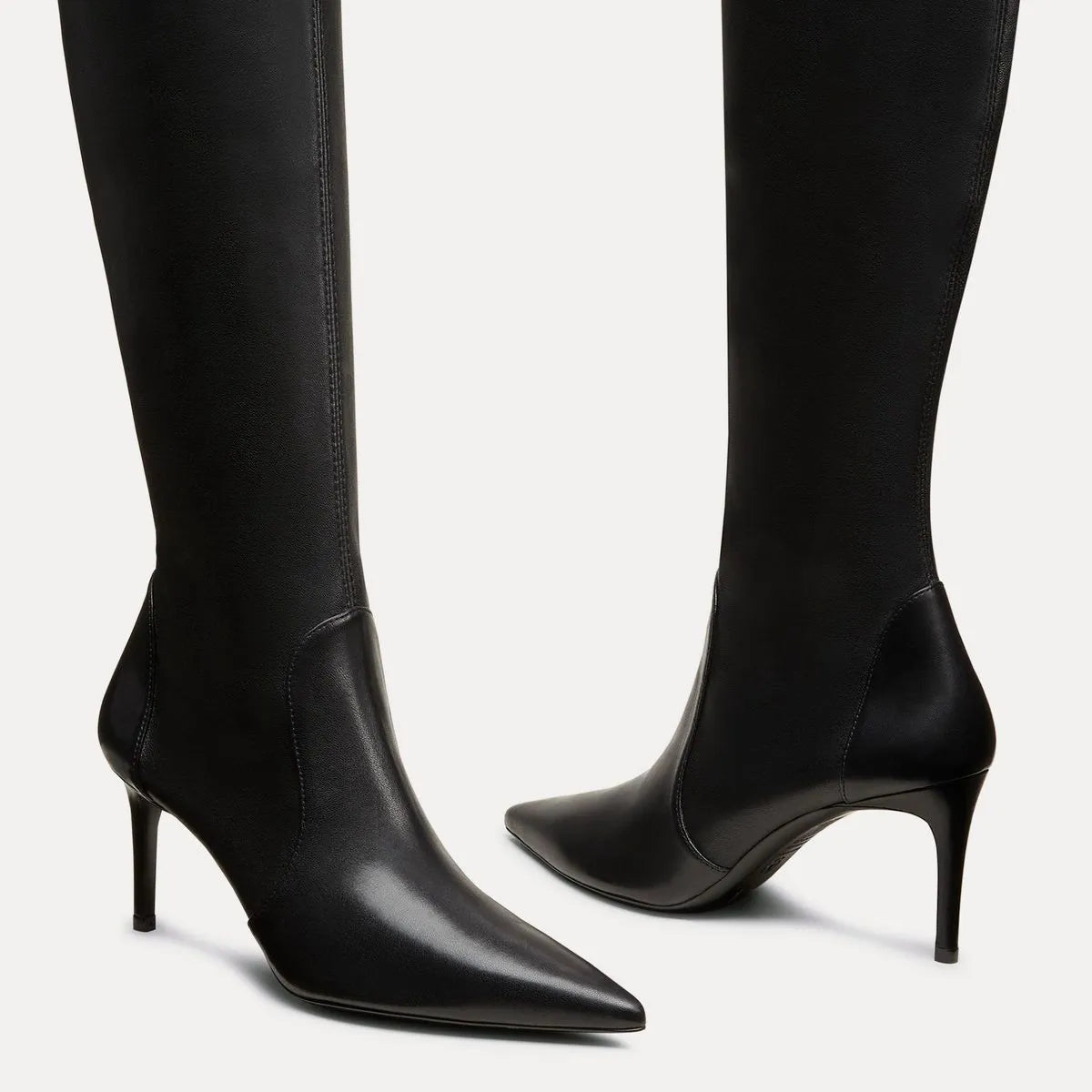 Stuart Power Knee-High Boot 75 - Black Stretch Leather