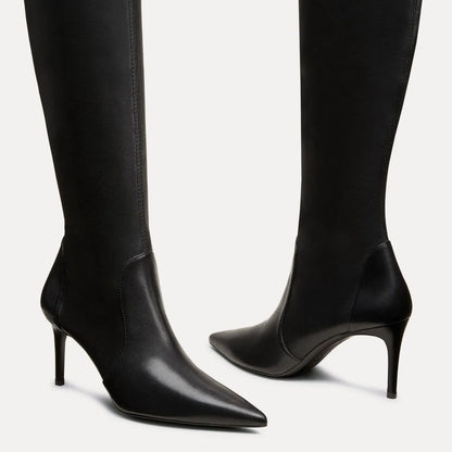 Stuart Power Knee-High Boot 75 - Black Stretch Leather