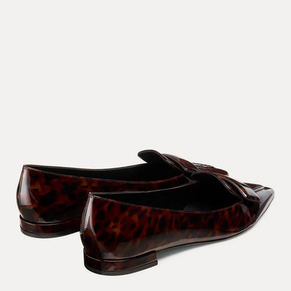 Sovinnie Flat - Brown Tortoise-Print Leather