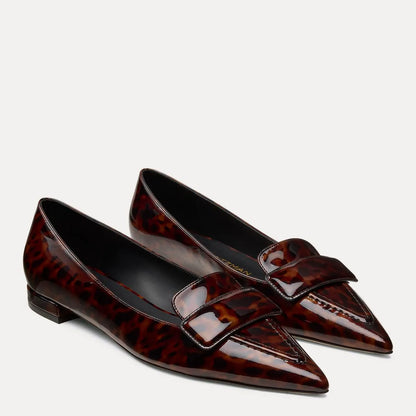 Sovinnie Flat - Brown Tortoise-Print Leather