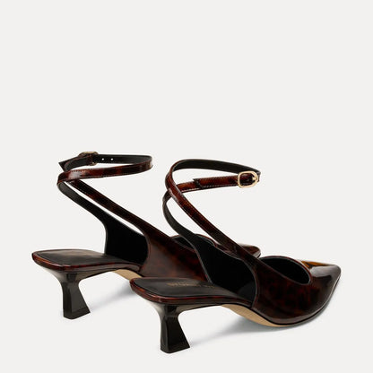 Vinnie Ankle-Strap Pump 50 - Brown Tortoise-Print Leather