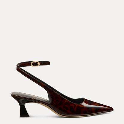 Vinnie Ankle-Strap Pump 50 - Brown Tortoise-Print Leather