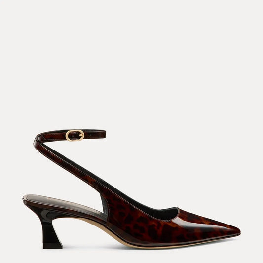 Vinnie Ankle-Strap Pump 50 - Brown Tortoise-Print Leather