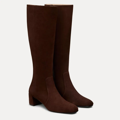 Maeve Zip Wide-Calf Knee-High Boot - Walnut Suede