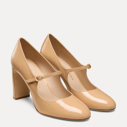 Babette Mary Jane Pump 85 - Adobe Beige Patent Leather