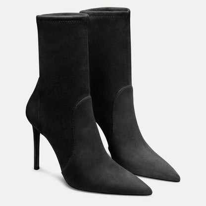 Stuart Power Bootie 100 - Black Stretch Suede