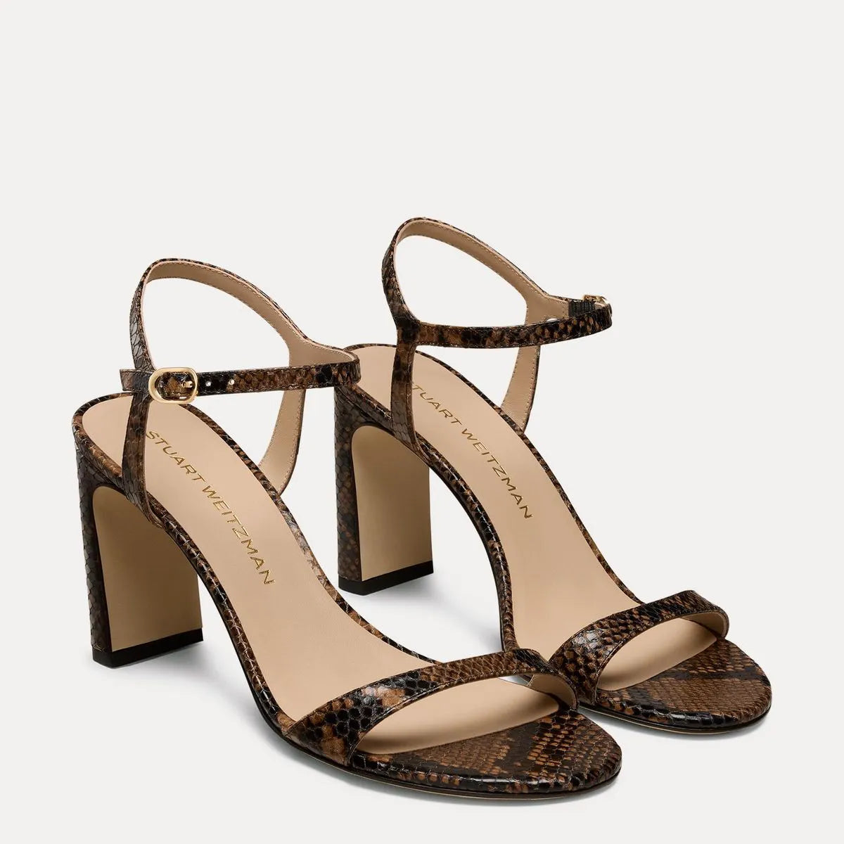 Babette Block-Heel Sandal 85 - Espresso Snake-Print Leather