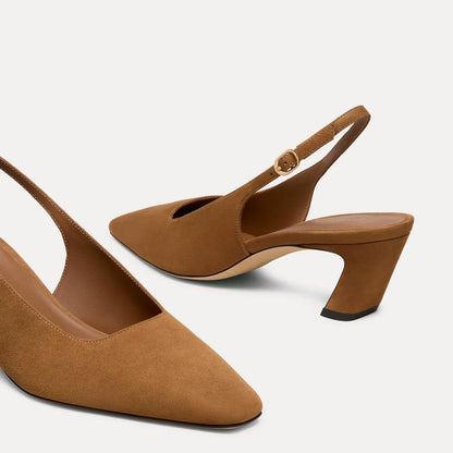 Stassi Slingback Pump 50 - Toasted Almond Suede