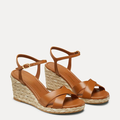 Dayna Espadrille Wedge Sandal - Macchiato Leather & Jute