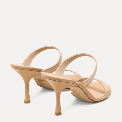 Nudist Slide Sandal 85 - Adobe Beige Patent Leather