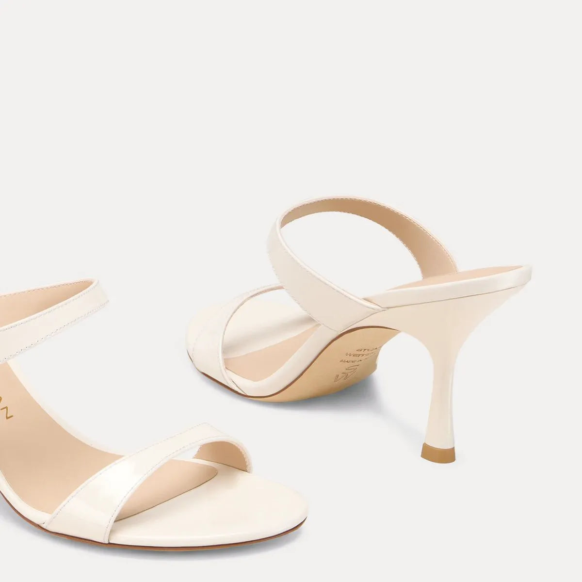Nudist Slide Sandal 85 - Cream Patent Leather