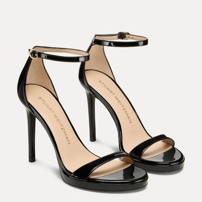 Nudist Platform Sandal - Black Patent Leather